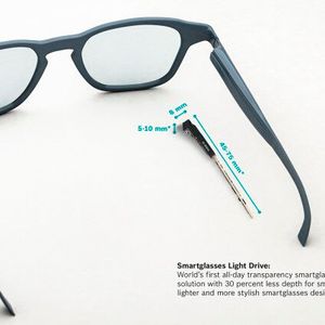 Mit dem Smartglasses-Light-Drive-System lässt sich eine alltägliche Brille smart machen. (Bild:  Bosch)