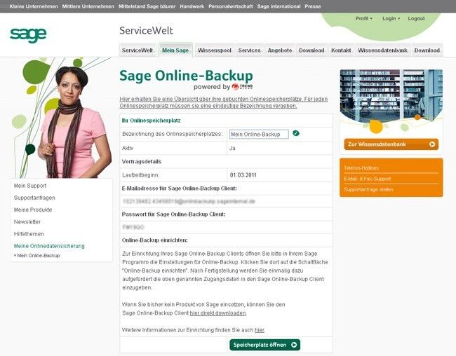 Über die Account-Übersicht von Sage Online-Backup kann der Anwender Standort- und Geräte-unabhängig auf sein Backup zugreifen. Einzige Voraussetzungen sind Internetzugang und Webbrowser. (Archiv: Vogel Business Media)
