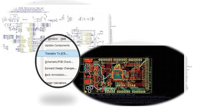 DesignSpark PCB: Verknüpfung zwischen Schaltplänen und Leiterplatte (Bild: RS Components)