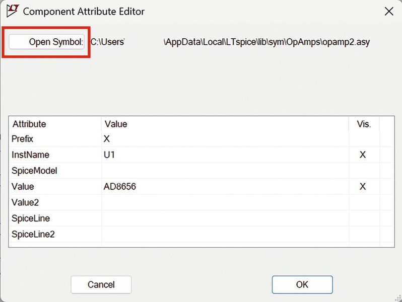 Bild 1:  Geöffnete Symbol-Datei im Editor Component-Attribute. (Bild: ADI)