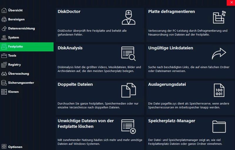 Festplatten-Tools in HDCleaner. (Joos/KurtZimmermann Software (Screenshot))