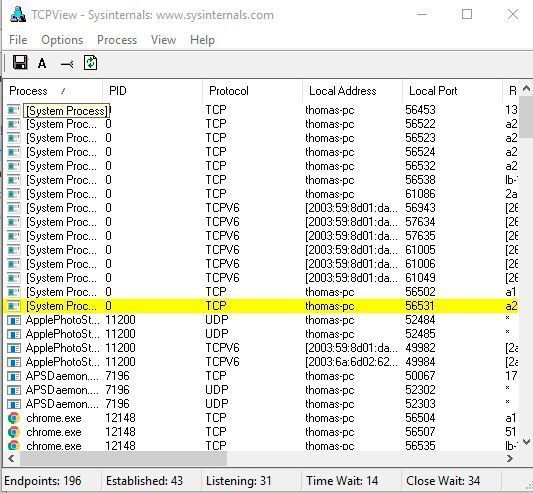 Microsoft TCP View. (Microsoft / Joos)