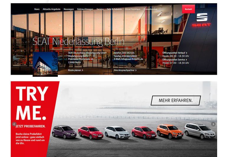 Spezielle Angebote wie „Try me“ setzt die Niederlassung auf ihrer Homepage prominent in Szene. (Grimm)