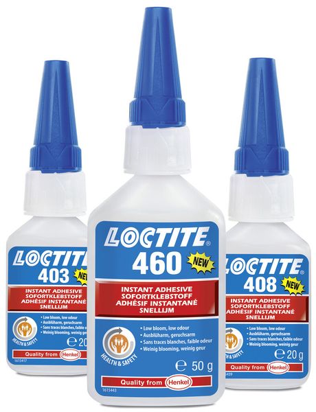 Die drei verbesserten Loctite-Produkte (Bild: Henkel)