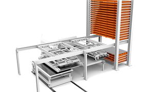 Kasto hat einen Manipulator für die optimale Anbindung automatischer Blechlagersysteme an Laserschneidmaschinen entwickelt. (Kasto)