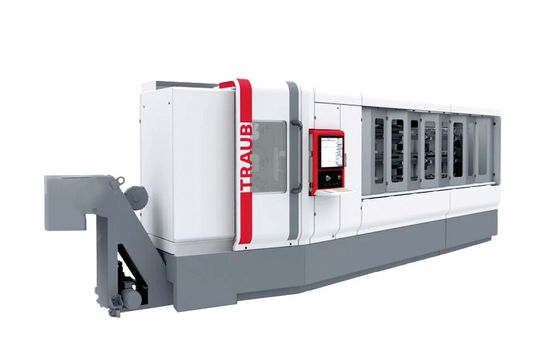 Die neue «Traub MS12-4», ein revolutionärer, weil mehrspindliger Lang-/Kurzdrehautomat für kleine Werkstücke im Durchmesserbereich von 3 bis 13 mm.(Bild:  Index-Werke GmbH & Co. KG Hahn & Tessky)