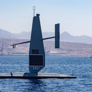 Saildrone’s unmanned Surveyor surveillance vessels have been in service with the U.S. Navy for several years, seen here during a joint naval exercise with Israel in 2022. (Photo: )