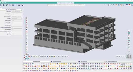 (Das Analysemodell nach der Übergabe von Archicad an SCIA Engineer. Bild: Wendl ZT)