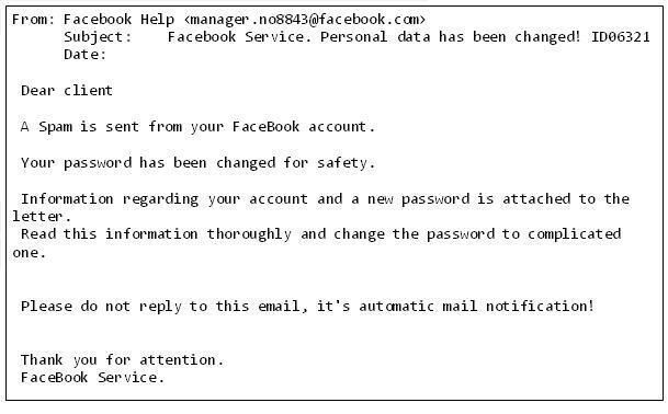 Asprox-Trojaner: Spam weist auf ein geändertes Facebook-Passwort hin, der Schadcode ist als E-Mail-Anhang hinterlegt. (Archiv: Vogel Business Media)