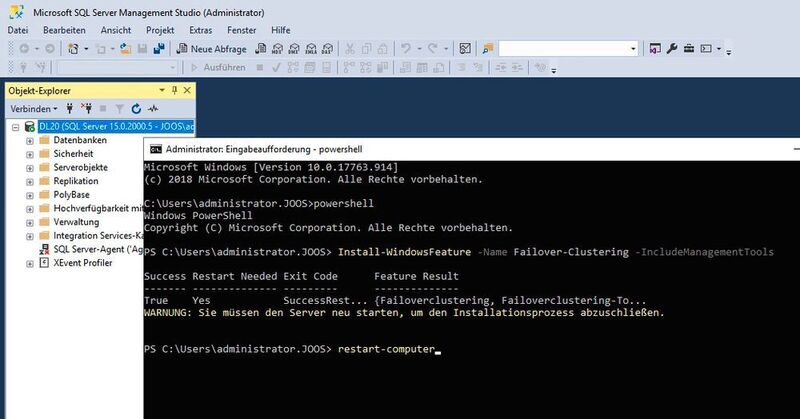 Installieren des Cluster-Features auf SQL-Servern in der PowerShell. (Joos)