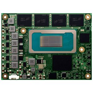 Bild 3: Das COM-HPC-Mini-Modul conga-HPC/mPTL kombiniert die KI-Rechenleistung der Panther-Lake-Architektur mit einer hohen Dichte an High-Speed-Schnittstellen wie PCIe5 und USB4. (Bild:  Congatec)