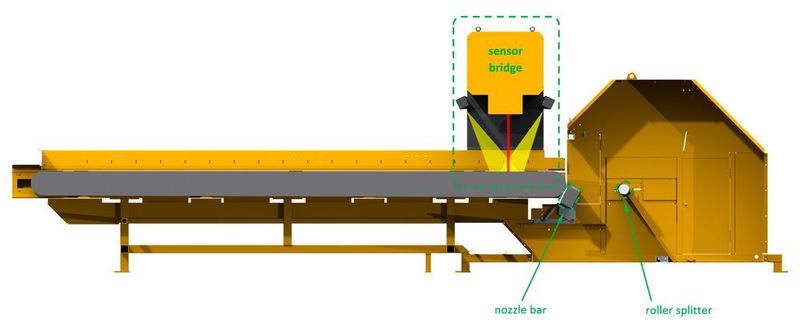 Schematische Darstellung einer Unisort PR Sortiersystem von Steinert mit HSI Sensor und Spektrum. Die Anlage trennt PET-Flaschen von PET-Schalen. (Bild: Steinert Group)