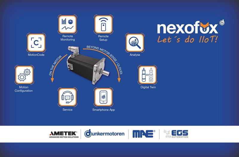 Mit einem IIoT-Showcase will Dunkermotoren auf der SPS seine neue Marke Nexofox vorstellen. Der Showcase demonstriert eine End-to-End-Lösung von der Feldebene bis zur Cloud. Die gesamte Konnektivität von Profinet zur und von der Edge sowie die Visualisierung und das Handling der Daten wird von Nexofox entwickelt. SPS 2021: Halle 1, Stand 438. (Bild: Dunkermotoren GmbH)