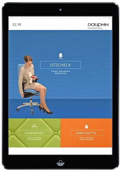 Damit Büroarbeiter ihre Arbeitsplatzsituation ohne großen Aufwand selbst überprüfen können, hat die Dauphin Human Design Group die App „90-Sekunden-Arbeitsplatzcheck“ entwickelt.  (Dauphin)