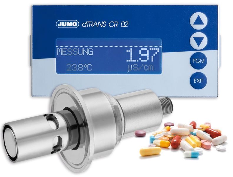 Die Leitfähigkeitsmesszellen JUMO tecLine CR und der Messumformer/Regler JUMO dTRANS CR 02 sind ideale Partner für den Einsatz in reinstem Pharmawasser. (Archiv: Vogel Business Media)