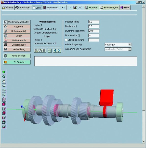 Bild 1: Die webbasierte Software beinhaltet auch ein Modul zur Wellenberechnung. (Archiv: Vogel Business Media)