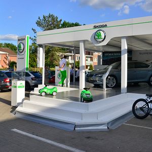 Schon im Außenbereich wurde das Flaggschiff der Tschechen sichtbar präsentiert.(Foto:  Auto Wichert)