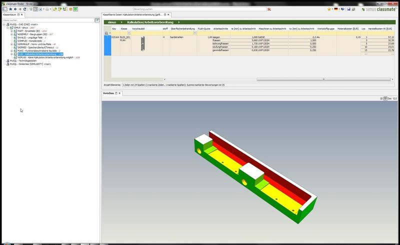 Die Software analysiert die Bauteilgeometrien, Toleranzen sowie Oberflächengüten und bestimmt daraus relevante Eigenschaften wie Anzahl und Dimensionen von Wellenabsätzen, Frästaschen oder Passungen. (Bild: Simus Systems)