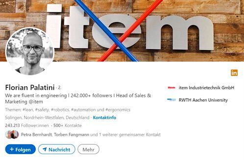 Florian Palatinis LinkedIn Profil.