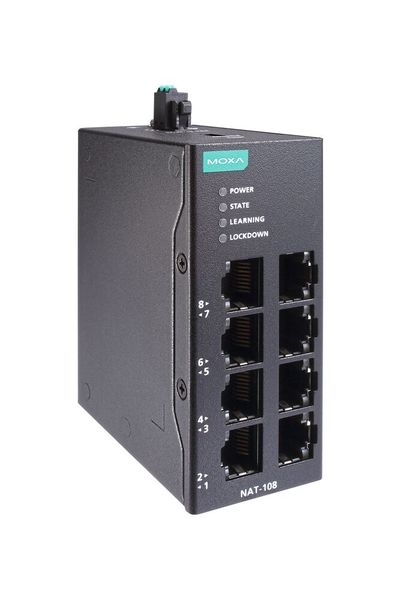 Mit den NAT-Geräten (Adressübersetzung & Zugriffskontrolle) löst Moxa IP-Konflikte in der Produktion: Selbst wenn mehrere Maschinen dieselbe IP haben, lassen sie sich komfortabel und sicher in das OT-Netzwerk einbinden.  (Bild: Moxa)