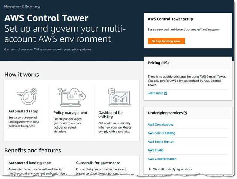 Der Control Tower ermöglicht den schnellen Aufbau von Multi-Account-Umgebungen. (AWS)
