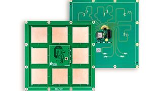 Die Platine mit einem Antennen-Array, das aus acht einzelnen Patch-Antennen besteht, ist um ein Bluetooth 5.1 Modul NINA-B411 von u-blox herum aufgebaut. (Bild: u-blox)