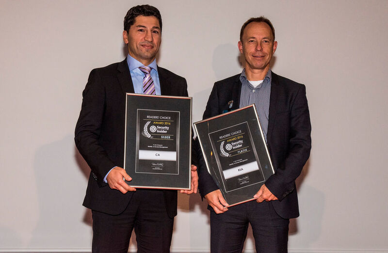 Die Gewinner des Security-Insider Readers' Choice Award 2016 in der Kategorie Identity- & Access-Management: Sefa Oezsoy von CA und Jürgen Schmitt von RSA. (Dominik Sauer / VIT)