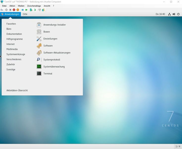Verwenden der grafischen Oberfläche in CentOS. (CentOS / Microsoft / Joos)