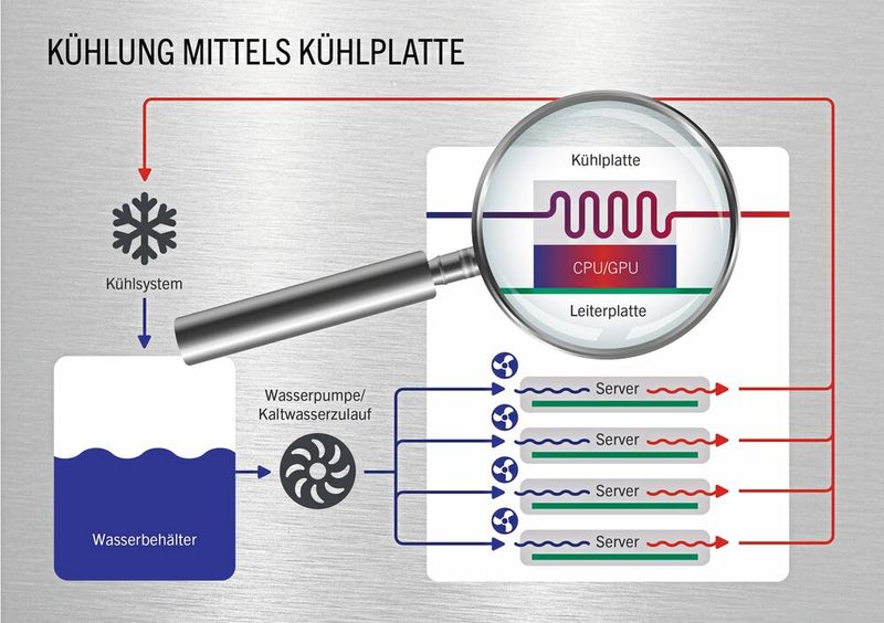 Direct-to-Chip- Kühlung:  Vereinfachte Darstellung eines Kühlplattenkühlsystem. (Bild: Lee)