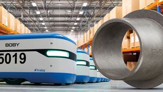Dank der schmierfreien und robusten Gleitlager von Igus kann der autonome Roboter „Boby“ Regale mit einem Gewicht von bis zu 600 Kilogramm in Logistiklagern transportieren. (Bild: Igus GmbH)