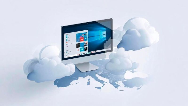 Veraltete Computer erfüllen die Windows-11-Anforderungen oft nicht. Mit Cloud-basierter Virtualisierung aus einer europäischen Cloud wollen Exoscale und Oneclick Kosten und Aufwand sparen.(Bild:  Canva / KI-generiert)