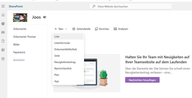 SharePoint als Listenbasis für Prozesse. (Bild: Joos - Microsoft)