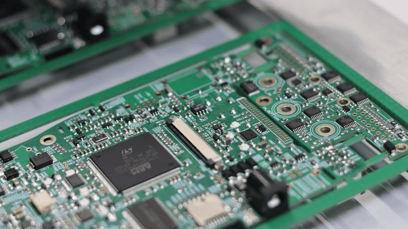 Bestückte Leiterplatte aus der Elektronikfertigung von Dommel(Bild:  DOMMEL)