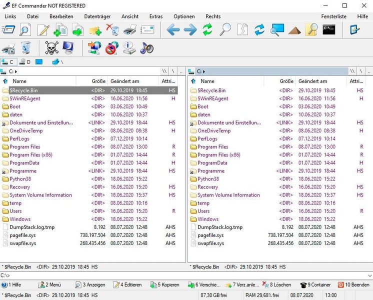 EF Commander als Ersatz für den Datei-Explorer. (Joos/EF Commander (Screenshot))