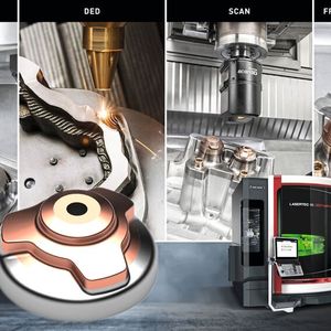 DMG Mori optimiert die Prozesskette rund um die hybriden Maschinen zusätzlich mit intelligenten Technologien. (Bild:  DMG Mori)