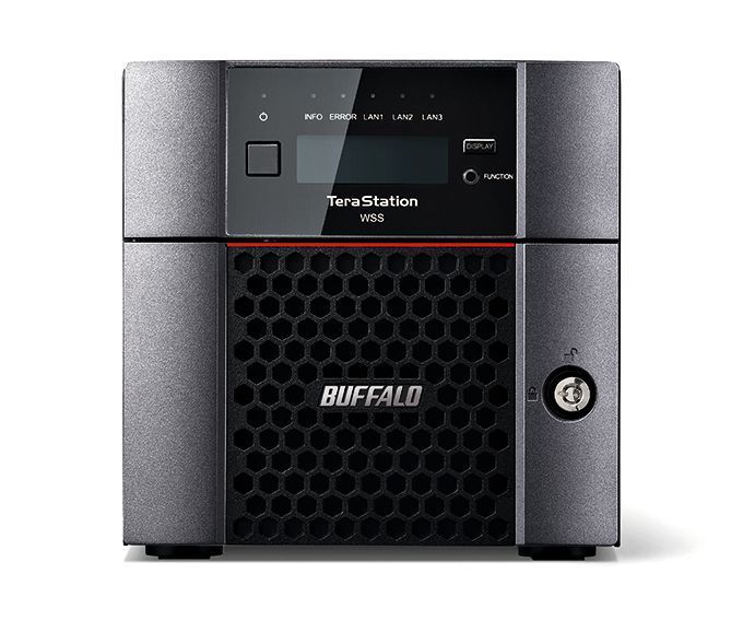 Im Terastation WS5220DNW6 sind zwei HDDs mit zusammen bis zu acht TB Kapazität eingebaut. Das Gerät mit Intel-Atom-Dual-Core-Prozessor und acht GB ECC-Speicher verfügt über einen 10-GbE-Netzwerk-Anschluss. (Buffalo)