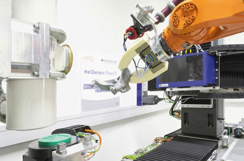 Der XEye4020 Detektor des Fraunhofer EZRT ermöglicht extrem kurze Belichtungszeiten. In Kombination mit der Hochleistungs-röntgenquelle von Siemens konnten die Prüfzyklen bei der Radioskopie um bis zu 50 % verkürzt werden. (Bild: Schmalz)