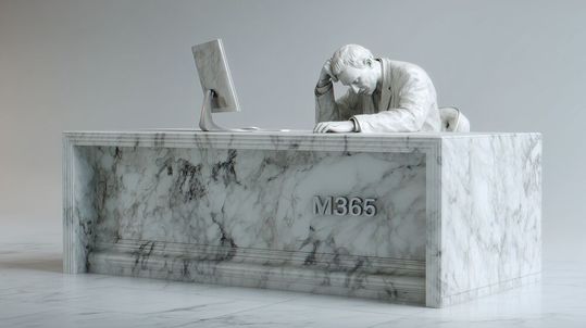 Ist es tatsächlich quasi in Stein gemeißelt, dass Bildschirmarbeiter M365 nutzen?(Bild:  Midjourney / KI-generiert)