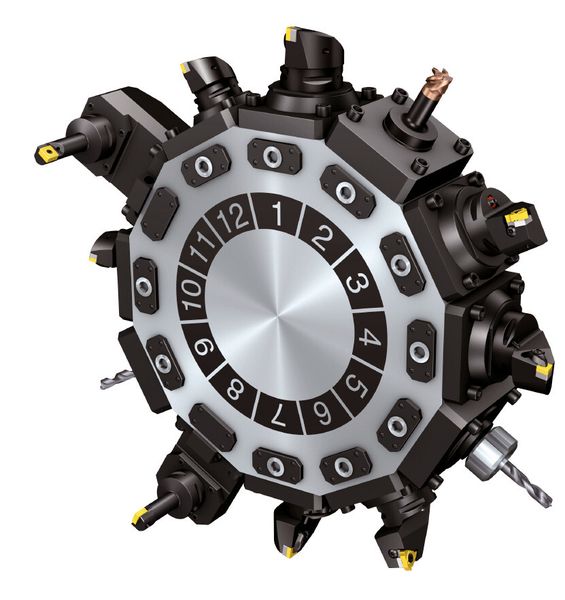 Der Revolver einer Multi-Task-Maschine mit Capto-Werkzeughalter. (Bild: Sandvik)