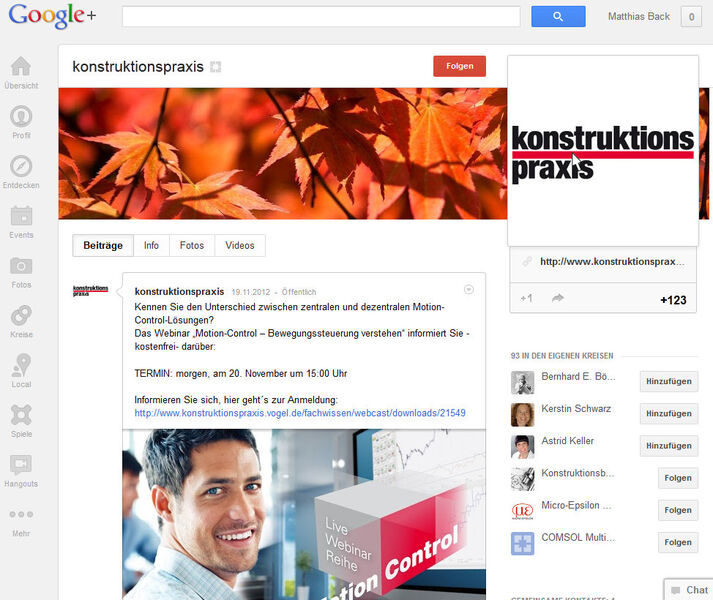 Ähnlich wie bei den anderen Plattformen auch, sind Unternehmen und Marken mit einem eigenen Profil auf Google+ vertreten. (Screenshot: Google)