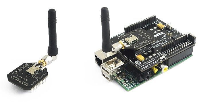Raspberry Pi, Cooking Hacks-Aufsteckboard: Das Bluetooth-Modul wird auf der Raspberry-Pi-to-Arduino-Connection-Bridge aufgesteckt. (Bild: Cooking Hacks)