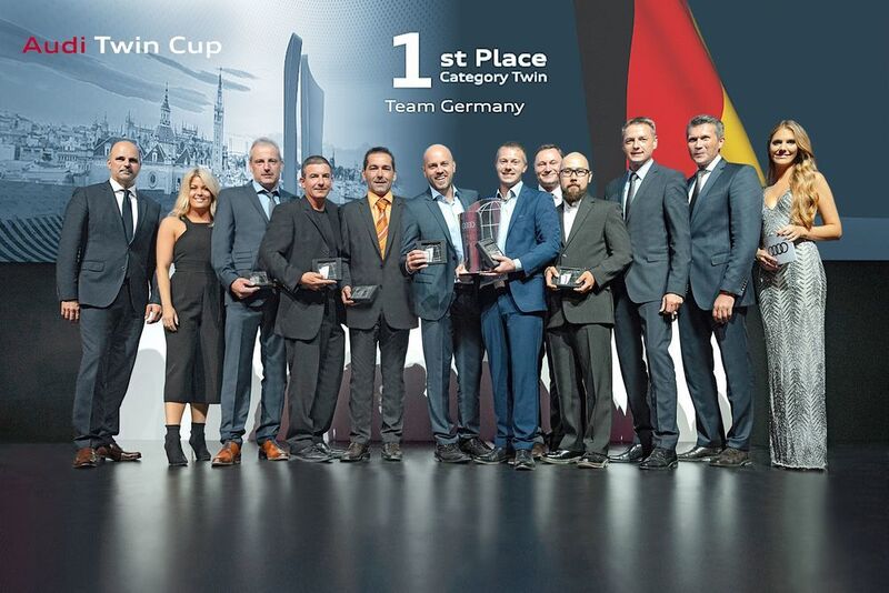 2017 siegten Mitarbeiter des Audi-Zentrums Fürth beim Audi-Twin-Cup und machten Deutschland damit zum Service-Weltmeister.  (Audi)