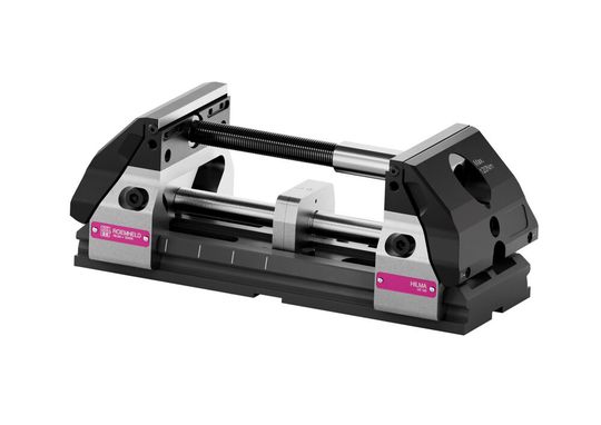 With the new Hilma.UC machine vise, users can retrofit vises for different workpieces more quickly and require fewer clamping devices. With the new Hilma.UC machine vise, users can retrofit vises for different workpieces more quickly and require fewer clamping devices.