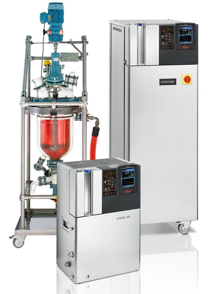 Abb. 2: Die Huber Unistat-Reihe ist für für die Temperatursteuerung von chemischen und Bioreaktoren, Autoklaven, Reaktionsblöcken und Kalorimetern in Mini-, Pilot- und Destillationsanlagen ausgelegt.