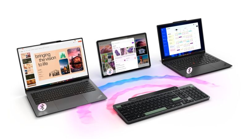 Die Lenovo-Self-Charging-Tastatur kann mit bis zu drei Geräten verbunden werden. (Bild: Lenovo)