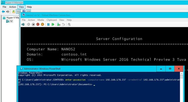 Nano-Server und Windows Server Container sind zusammen nutzbar. So soll eine der nächsten Technical Previews nicht nur die Möglichkeit bieten, Hyper-V mit Containern zu betreiben, sondern Nano-Server auch als Container-Host für Windows Server Container verwenden. (Bild: Thomas Joos)
