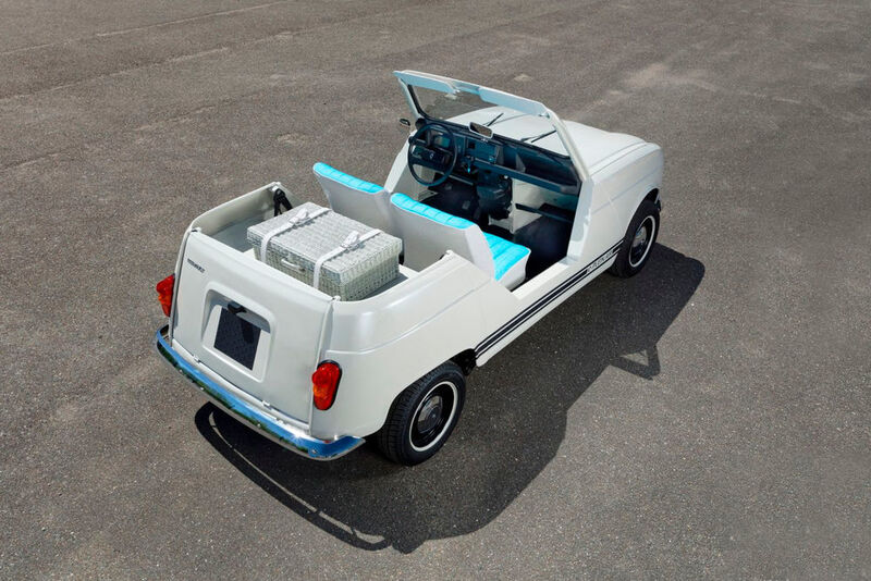 Den R4 E-Plein Air: ein Elektroauto, das an einen Klassiker aus den 1960er Jahren erinnern soll. (Renault)