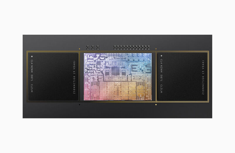 Der M1 Pro verfügt über eine CPU mit bis zu 10 Kernen, eine GPU mit bis zu 16 Kernen, eine Speicherbandbreite von 200 GB/s, bis zu 32 GB schnellen Unified Memory und einen ProRes-Beschleuniger in der Media Engine. (Apple)
