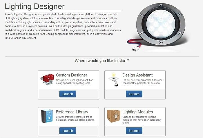 Arrow Lighting Designer: Die Cloud-basierende Plattform hilft Entwicklern beim Design von LED-Lichtlösungen (Bild: Arrow)
