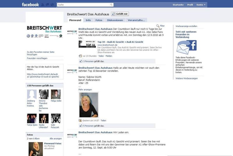 Die A1-Werbung über die Facebook-Seite des Autohauses Breitschwert. (Archiv: Vogel Business Media)